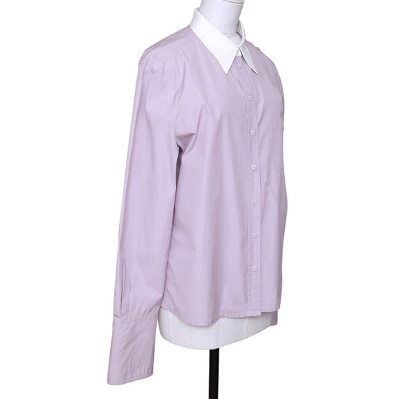 CHANEL Shirt Button Down Long Sleeve Lavender Button Up Collar VINTAGE - Picture 2 of 14